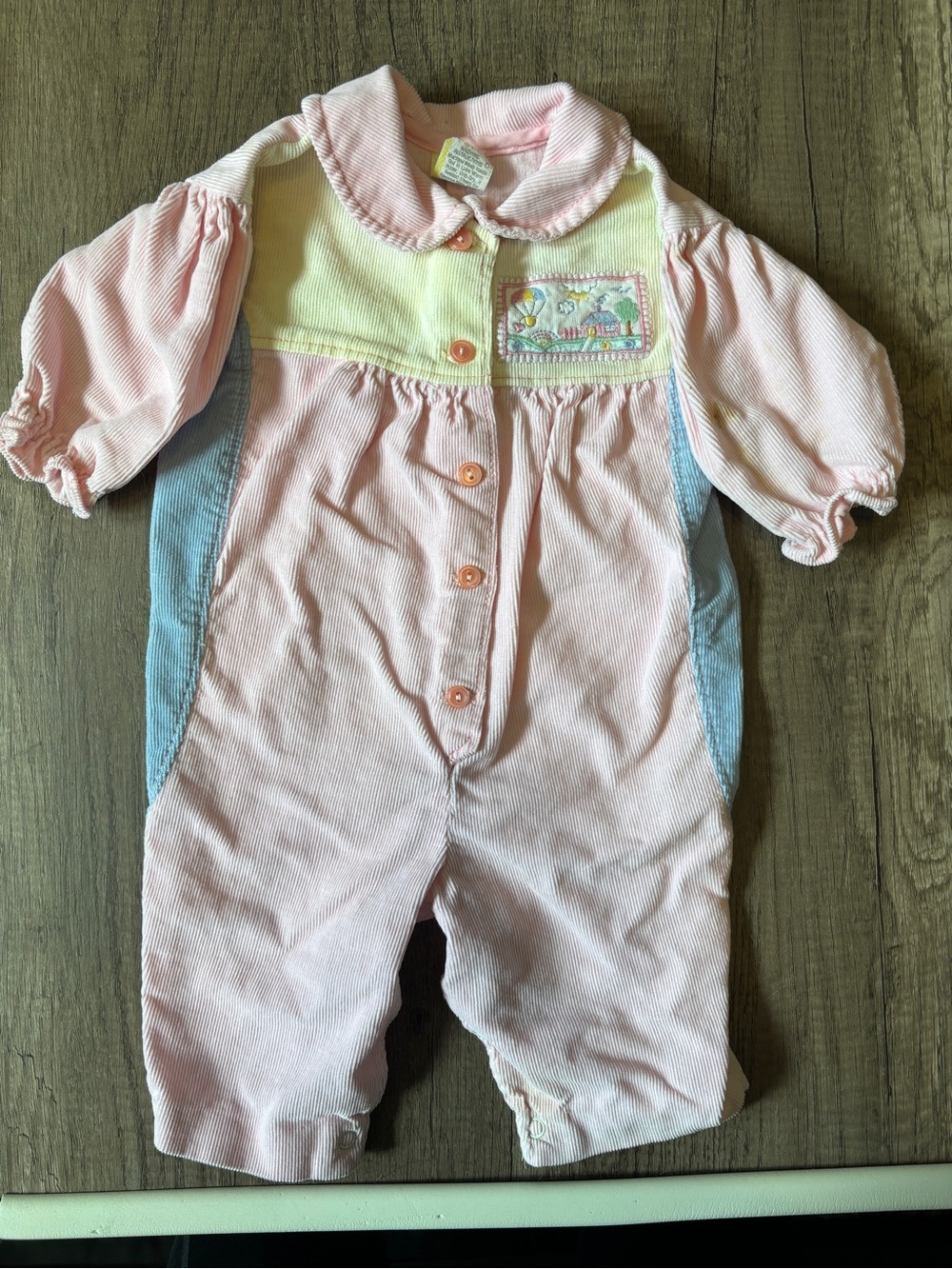 True Vintage 80s 90s Baby Jumpsuit Romper Pastel Cottagecore Ribbed 6-9M